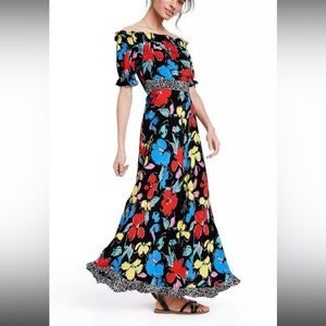 RIXO For Target Black Floral Off the Shoulder Puff Sleeve Maxi Dress NWT Size 8